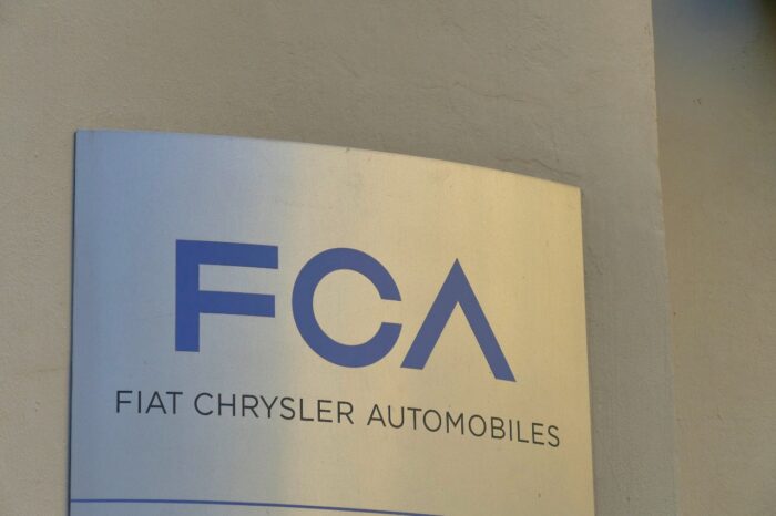 FCA automotive group logo plate Turin Italy