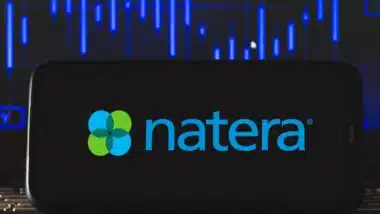In this photo illustration a Natera logo seen displayed on a smartphone