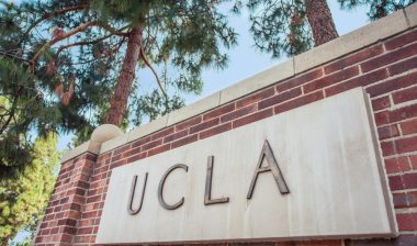 UCLA sign at the University of California, Los Angeles.