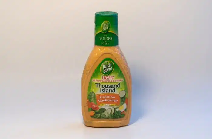 Wishbone brand Thousand Island flavor salad dressing bottle product shot against white background. Illustrative Editorial