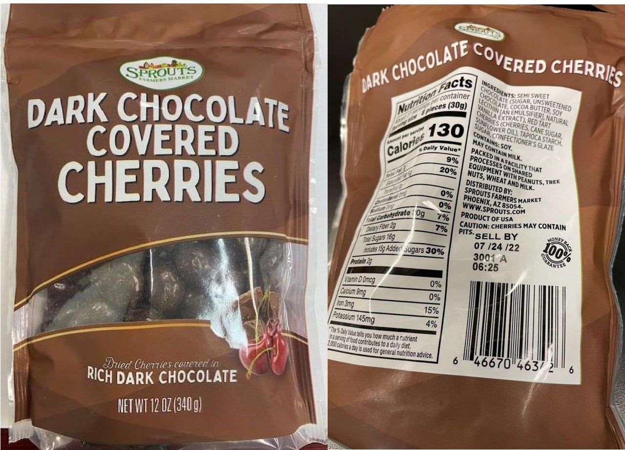 Recall Check Sprouts Farmer Market Dark Chocolate Covered Cherries