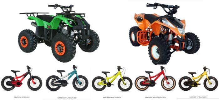 recalled kids ATVs, and bicycles