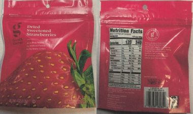 Good & Gather a SunTree Snack Foods recalled Dried Sweetened Strawberries