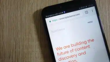 ByteDance website displayed on a modern smartphone