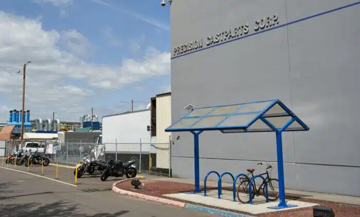 The entrance to Precision Castparts Corp (PCC) Structurals Steel Operations. Precision Castparts Corp. is an American industrial goods and metal fabrication company.