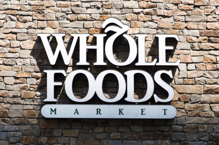 Detail of Whole Foods Market store in New York,