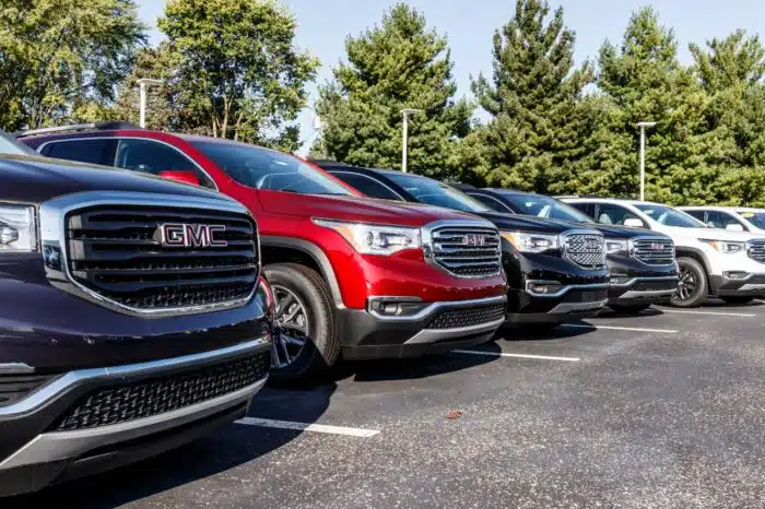 SUV display at a Buick GMC dealership