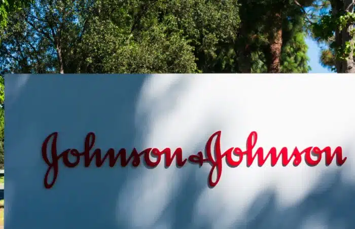 Johnson & Johnson sign at multinational corporation office
