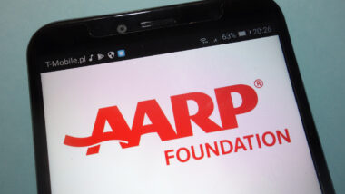 AARP (American Association of Retired Persons) foundation logo on smartphone