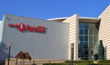 Exterior view of the World of Coca-Cola Museum which highlights the history and products of the Coca-Cola Co