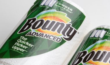 Bounty Advanced Select-A-Size Paper Towels isolated on white.