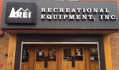 REI Recreational Equipment, Inc. store entrance in Eugene, OR.