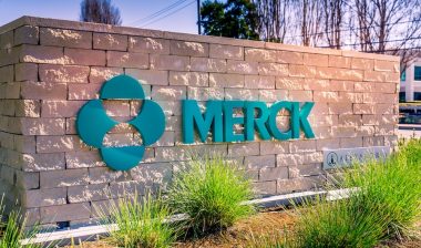 Close up of a corporate office building of Merck company Research Laboratories, an American pharmaceutical company headquartered in New Jersey