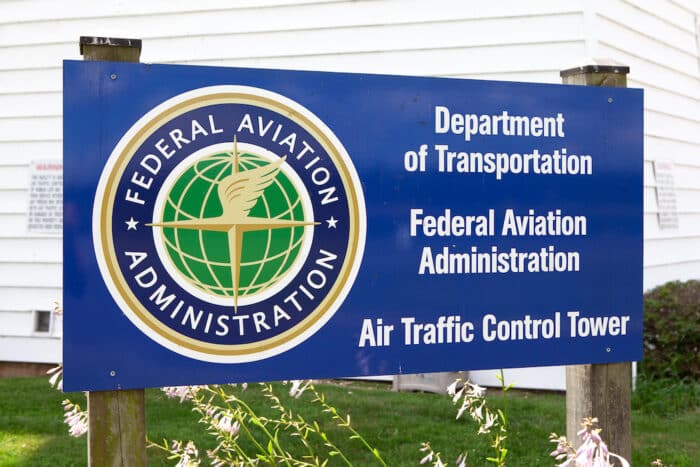 Sign for the Air Traffic Control Tower at Lancaster Airport in Lititiz, PA.