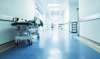Empty hospital hallway.