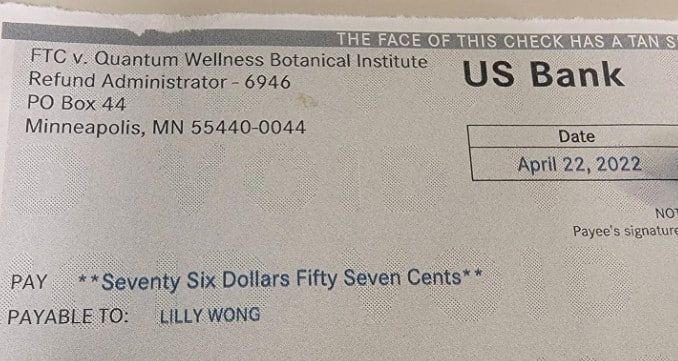Quantum Wellness FB 4-29-22 settlement rebate