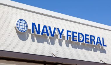 Navy Federal bank sign in Charleston, South Carolina, USA. Navy Federal bank is the largest natural member credit union in the United States.