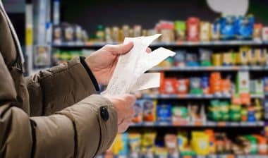 A person checking a receipt