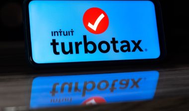 In this photo illustration the TurboTax (Intuit) logo seen displayed on a smartphone.