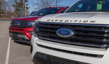Ford Expedition SUV display at a dealership.