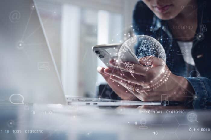 Global internet network connection technology, IoT, Internet of Things concept.