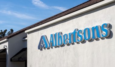 Closeup of the Albertsons sign seen at an Albertsons store in Irvine, California.