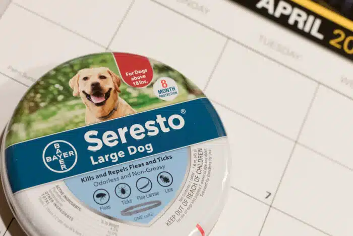 Close up product photo of Seresto collar.