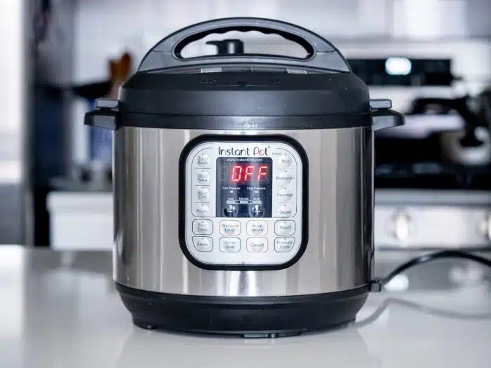 Instant Pot pressure cooker on a kitchen countertop