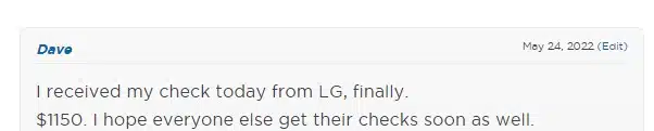 LG Refrigerator Site 5-27-22 settlement payments