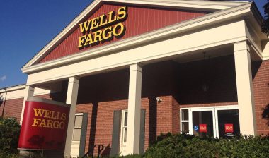Exterior of a Wells Fargo Bank.