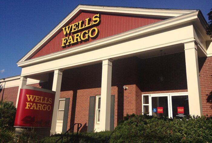 Exterior of a Wells Fargo Bank.
