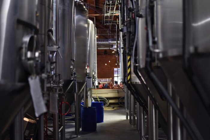 Interior of a distillery factory.