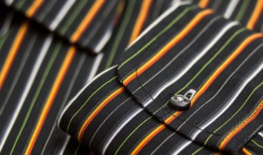 Close up of a mens long sleeve shirt.