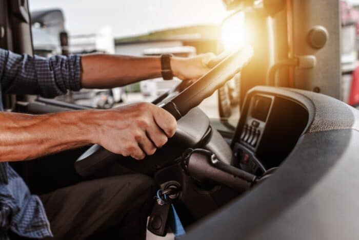 Commercial Driver Inside of His Truck.