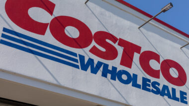 Close up of Costco signage.