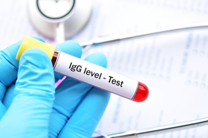 Blood sample tube for Immunoglobulin G or IgG level test.