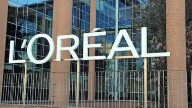 L’Oréal signage outside headquarters of l'oreal office.