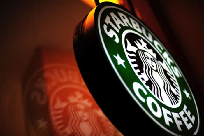 Starbucks Signage in shopping mall.