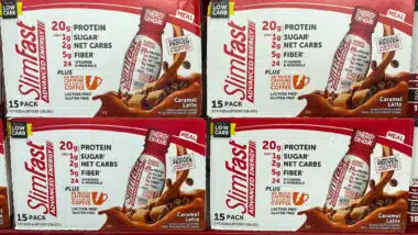 The Slimfast display waiting for customers to purchase at a Sams Club retail store.