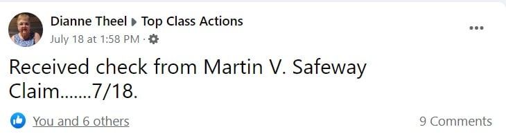 Safeway Gas FACTA FB 7-20-22 lawsuit settlement checks