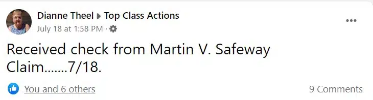 Safeway Gas FACTA FB 7-20-22 lawsuit settlement checks