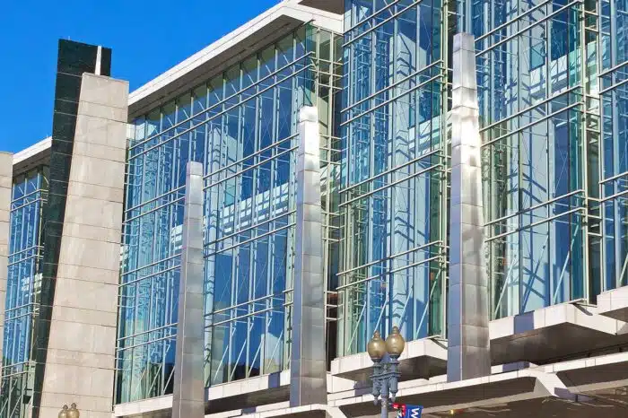 Facade of The Walter E. Washington Convention Center in Washington DC on December 8, 2015. Since 2014 the National Book Festival has been held at the center - facta settlement
