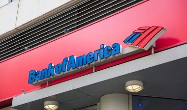 Detail of Bank of America office in New York.