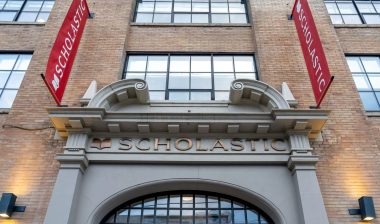 Scholastic Canada sign on the building in downtown Toronto.