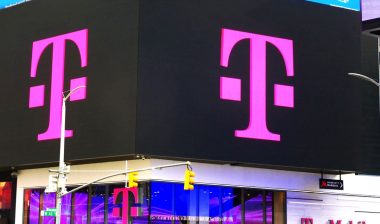 T-Mobile logo on a big screen.