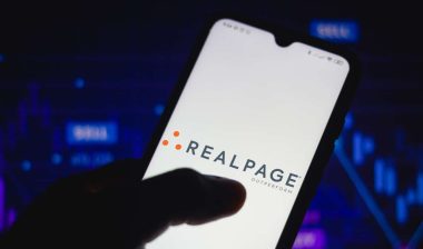 RealPage logo seen displayed on a smartphone