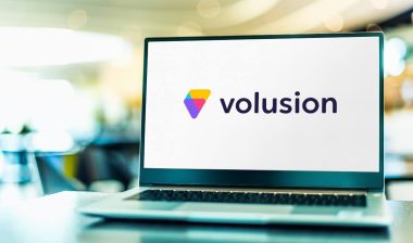 Laptop computer displaying logo of Volusion, an ecommerce software program to create online stores; Volusion data breach