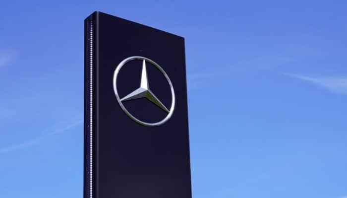 Mercedes Benz logo sign - mercedes-benz trim, burl walnut trim settlement