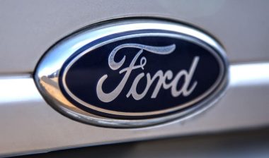 Close up of Ford emblem on a vehicle.