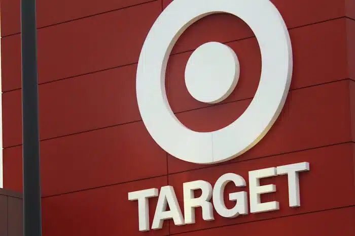 Target Corporation corporate logo on retail department store.